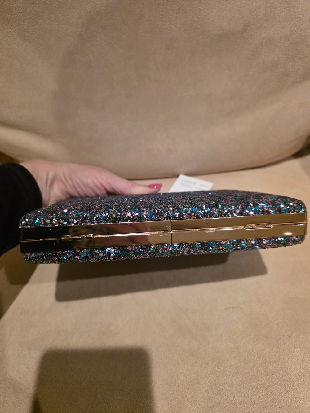 Blue Multi Glitter Box Clutch - Picture 7 of 15